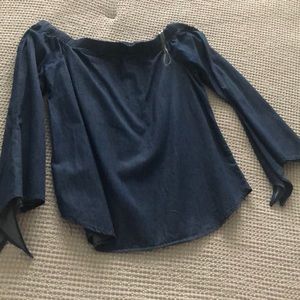 Woman’s denim off the shoulder top